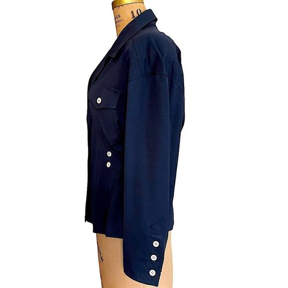 Vintage 1990s Karl Lagerfeld Sample Sale Blue Peplum Jacket - Picture 4 of 14